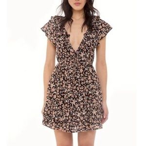 Banjanan Tan Black Marni Floral Ruffle Dress Small S